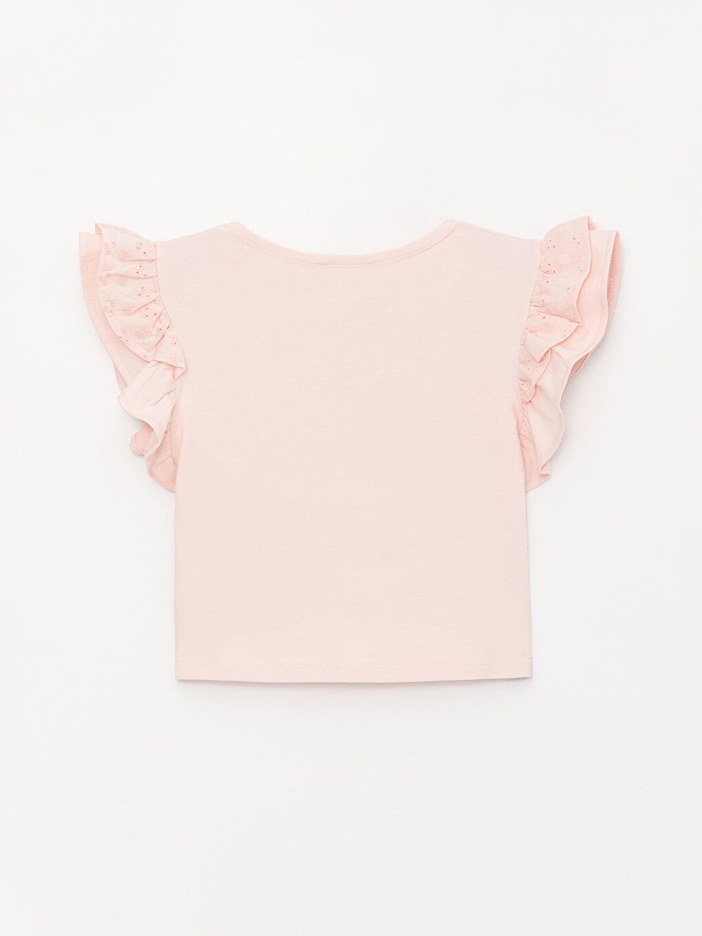 Girl's Lace, Ruffled Sleeve Detailed T-Shirt