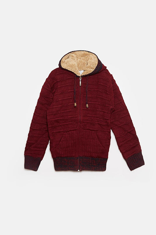 Fur Detailed Knitwear Boys Cardigan