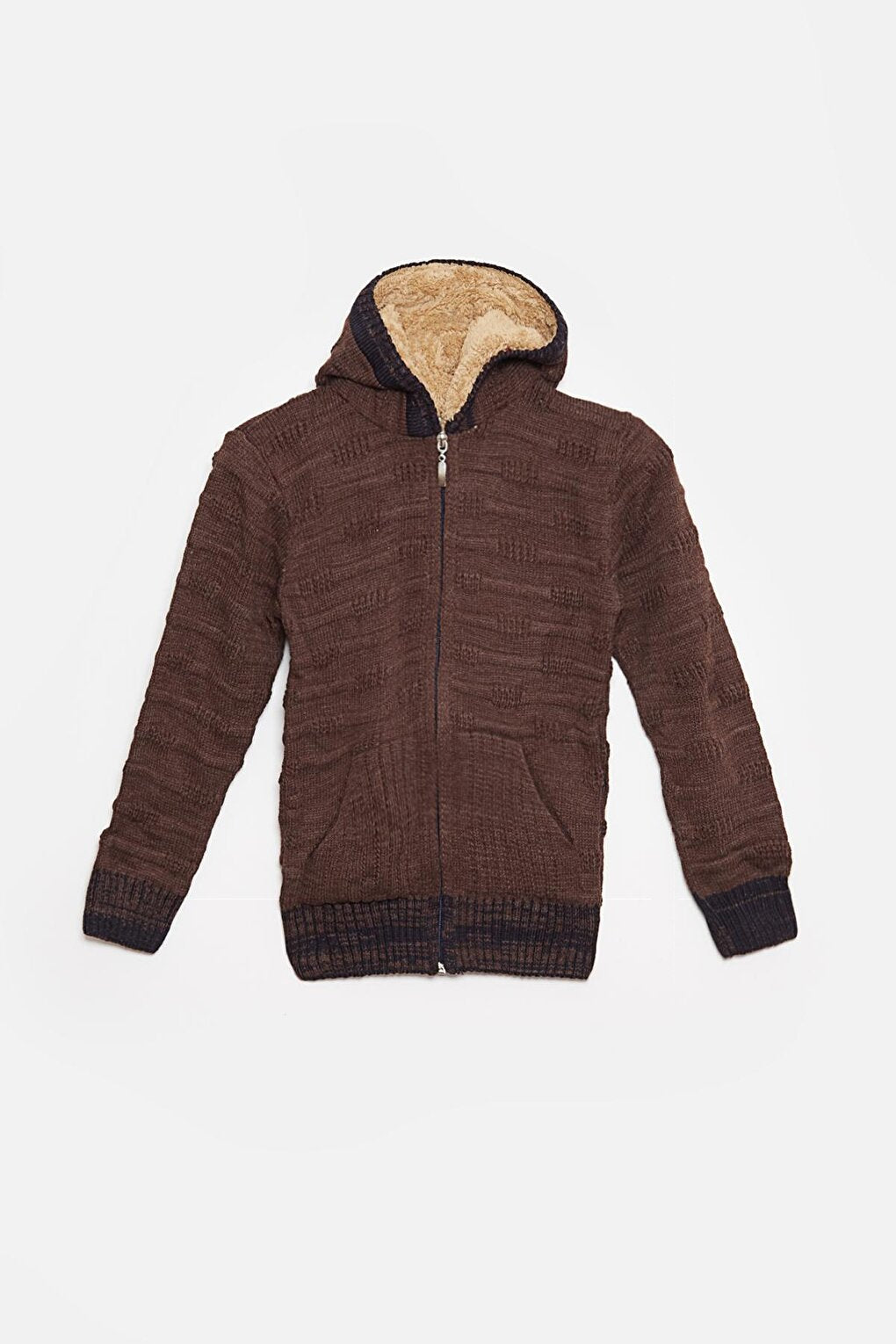 Fur Detailed Knitwear Boys Cardigan