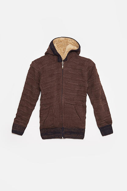 Fur Detailed Knitwear Boys Cardigan