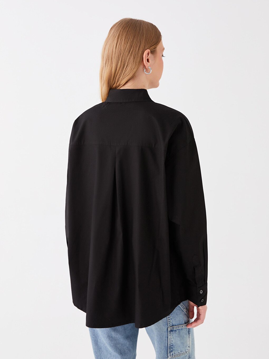 Oversize Long Basic Shirt Black