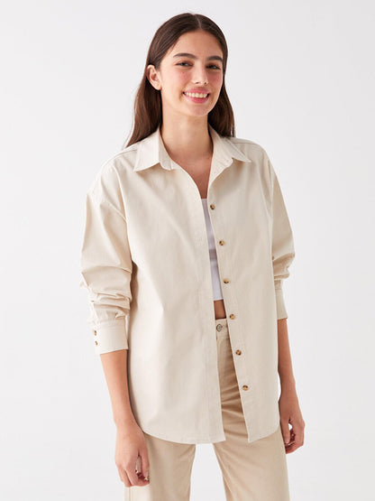 Oversize Long Basic Shirt Beige