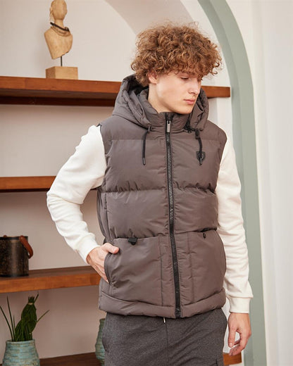 Men's Removable Hooded Sports Puffer Vest Anthracite