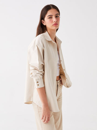 Oversize Long Basic Shirt Beige