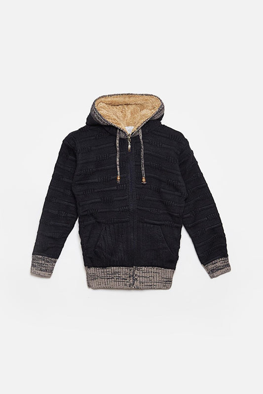 Fur Detailed Knitwear Boys Cardigan