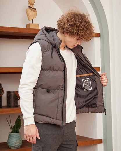 Men's Removable Hooded Sports Puffer Vest Anthracite