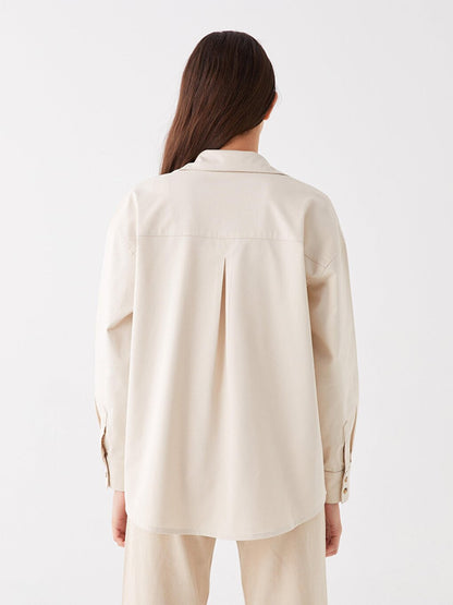 Oversize Long Basic Shirt Beige