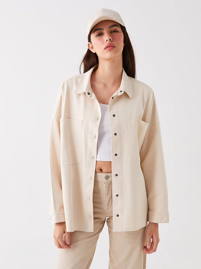 Oversize Long Basic Shirt Beige