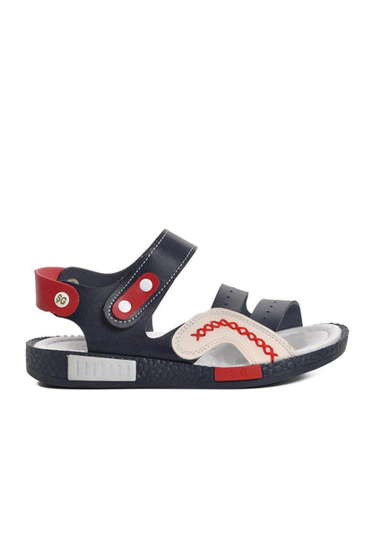 007 Navy Blue-Claret Red-White Boy's Sandals