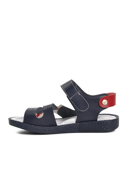 007 Navy Blue-Claret Red-White Boy's Sandals