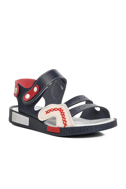 007 Navy Blue-Claret Red-White Boy's Sandals