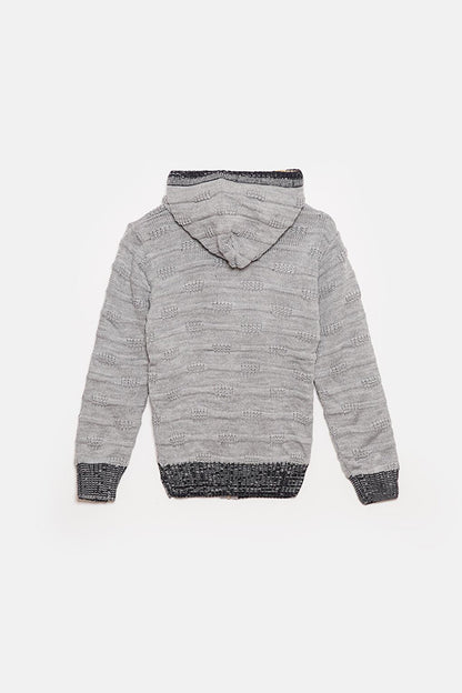 Fur Detailed Knitwear Boys Cardigan