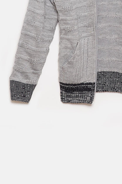 Fur Detailed Knitwear Boys Cardigan