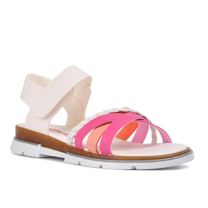 001 White-Pink Girl's Sandals