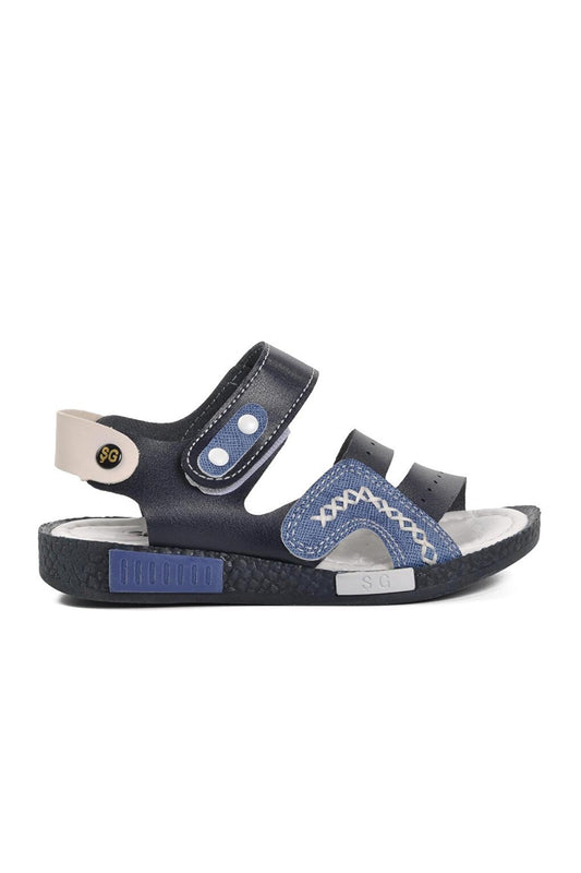 007 Navy Blue-White Boy's Sandals