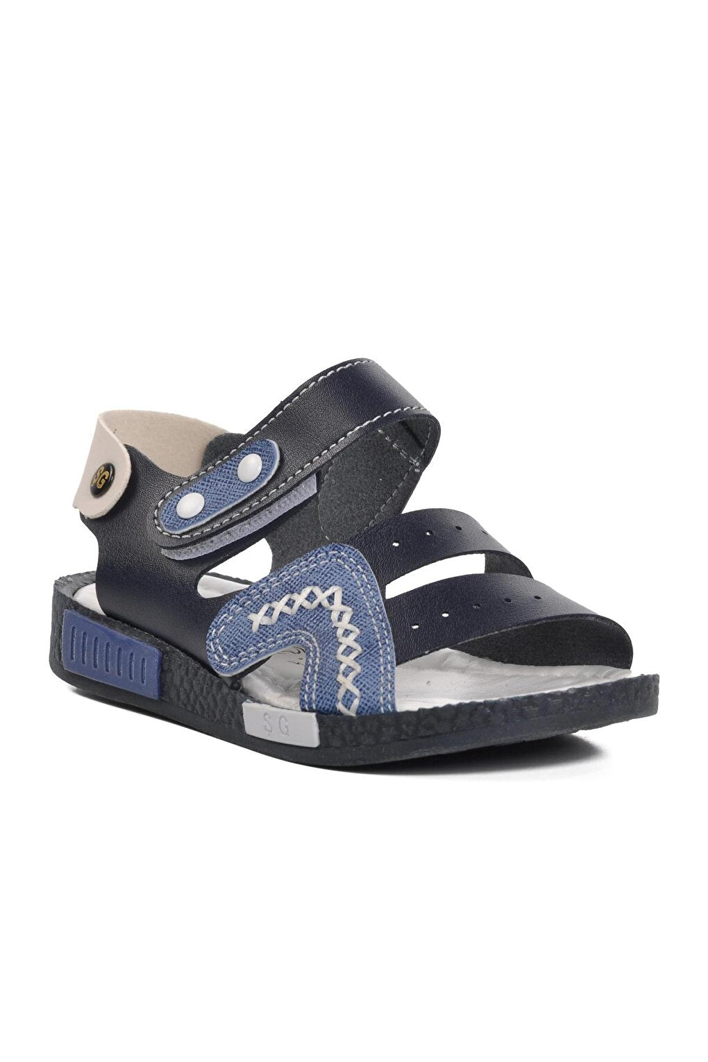 007 Navy Blue-White Boy's Sandals