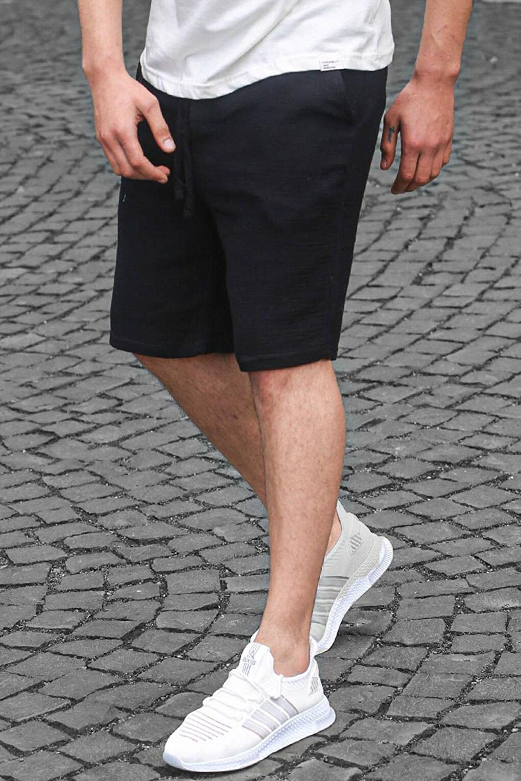 Black Basic Linen Men's Shorts 6506