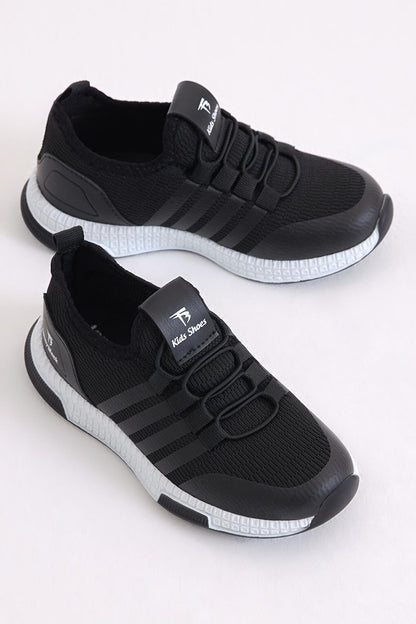 Kids Unisex Black White Sports Shoes Tbqnt