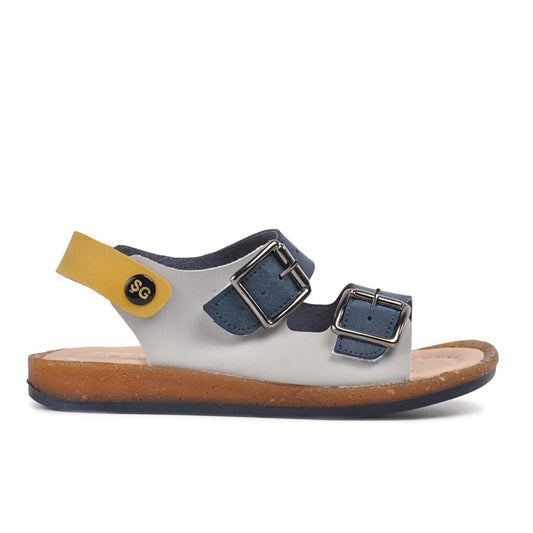 006 Navy Blue-Mustard Kids Sandals