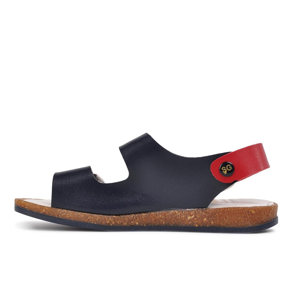 006 Navy Blue-White-Red Boys Sandals