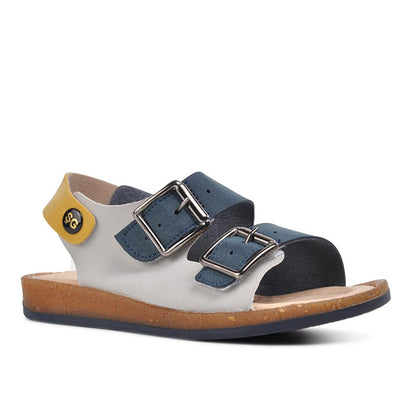 006 Navy Blue-Mustard Kids Sandals