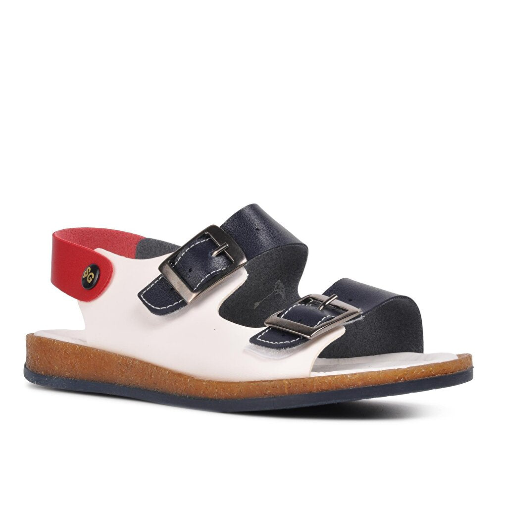 006 Navy Blue-White-Red Boys Sandals