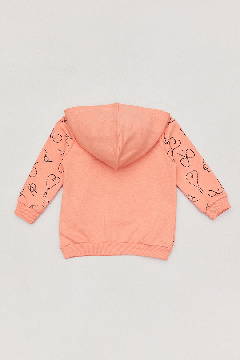 Heart Printed Girl's Zippered Sweatshirt