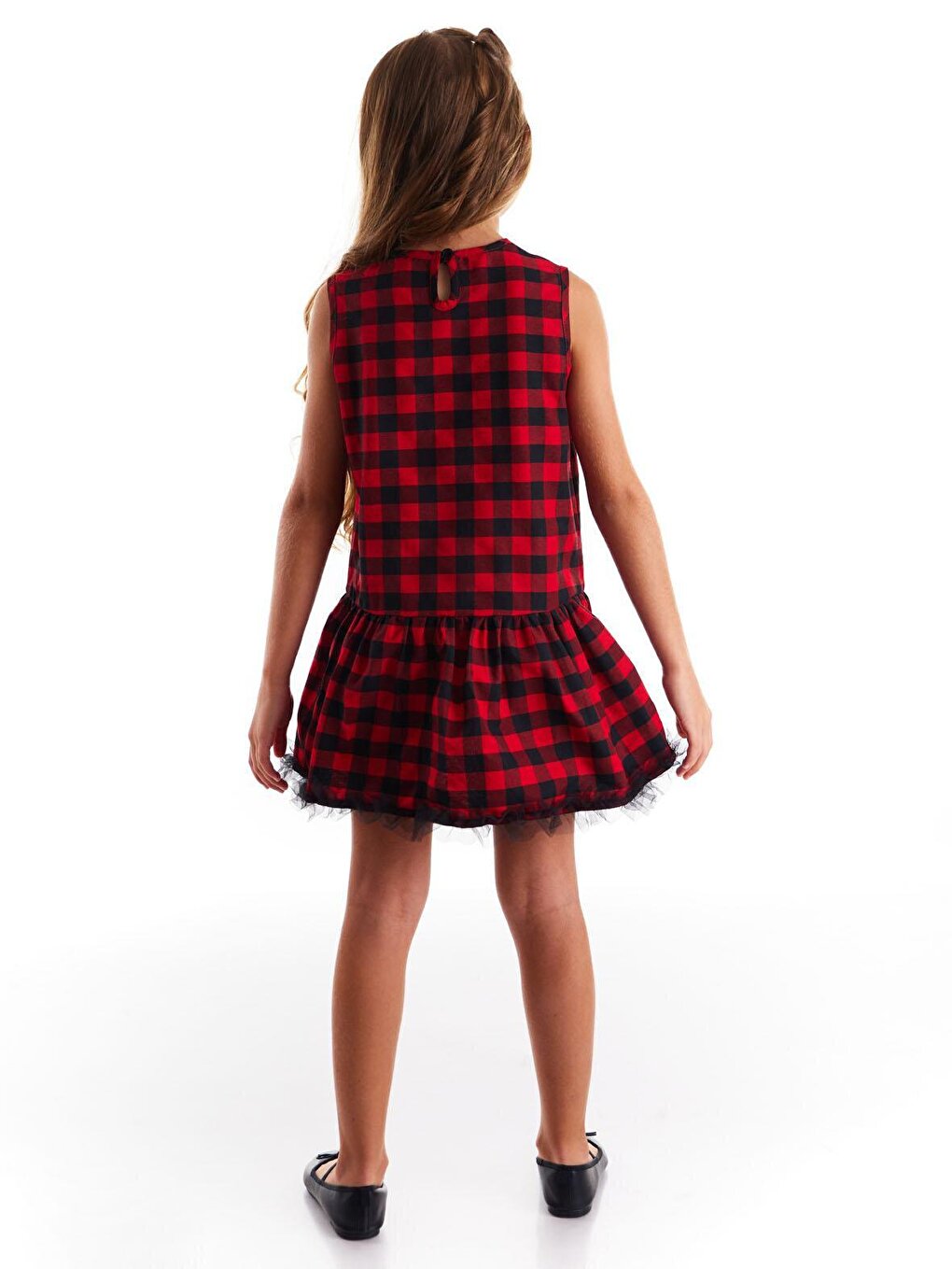 Cat Plaid Sleeveless Girls Dress