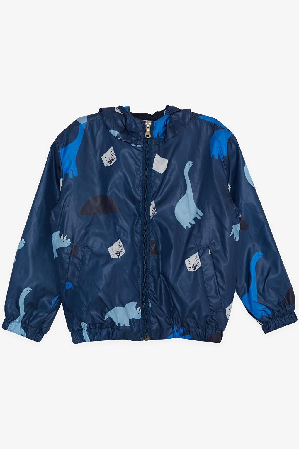 Boy's Raincoat Dinosaur Patterned Dark Blue (Age 1-6)