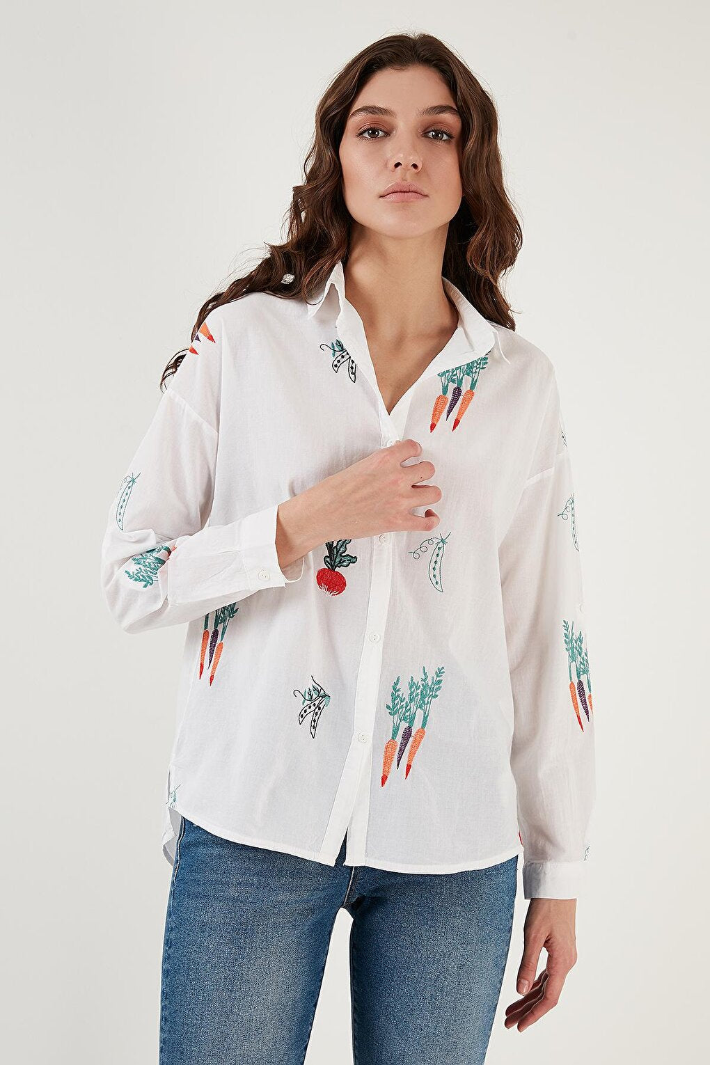 Cotton Regular Fit Embroidered Thin Shirt 51440481