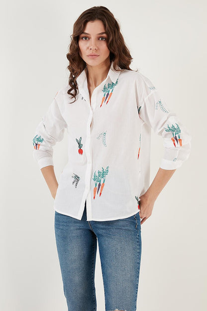 Cotton Regular Fit Embroidered Thin Shirt 51440481