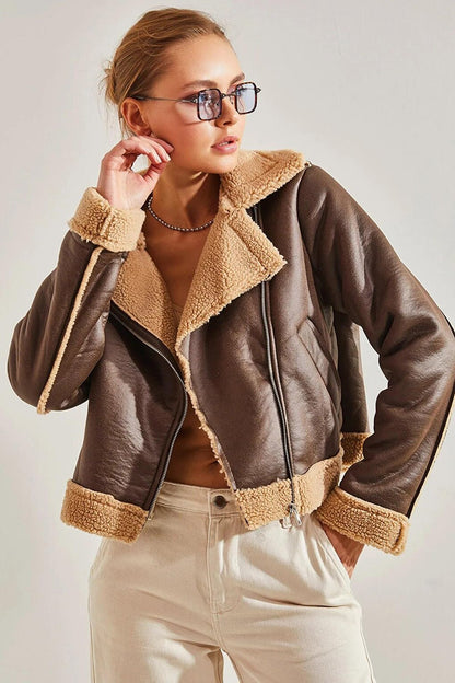 Women's Laminated Suede Coat