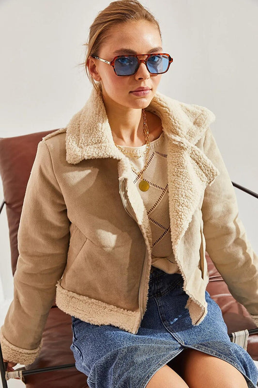 Women's Laminated Suede Coat