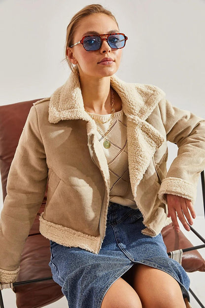 Women's Laminated Suede Coat