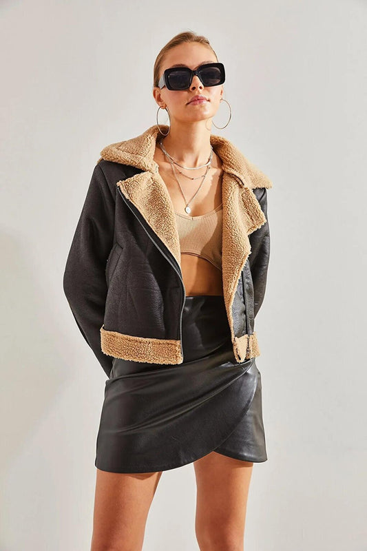 Women's Laminated Suede Coat