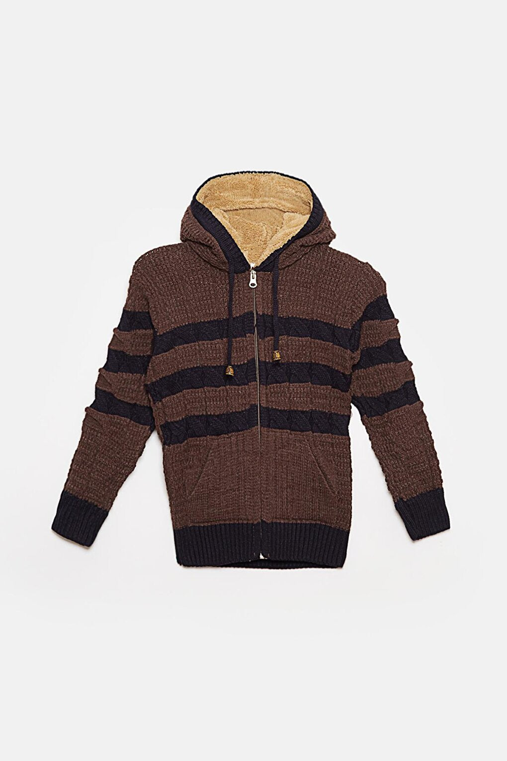 Fur Detailed Knitwear Boys Cardigan