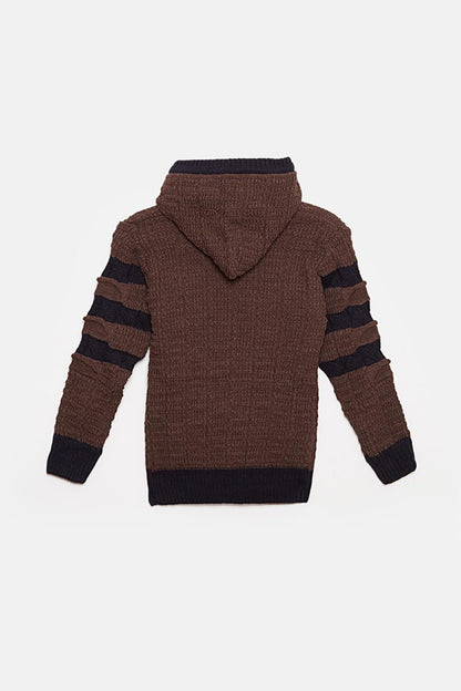 Fur Detailed Knitwear Boys Cardigan