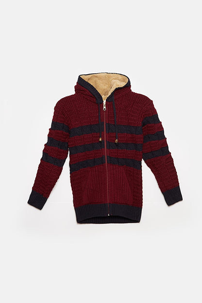 Fur Detailed Knitwear Boys Cardigan