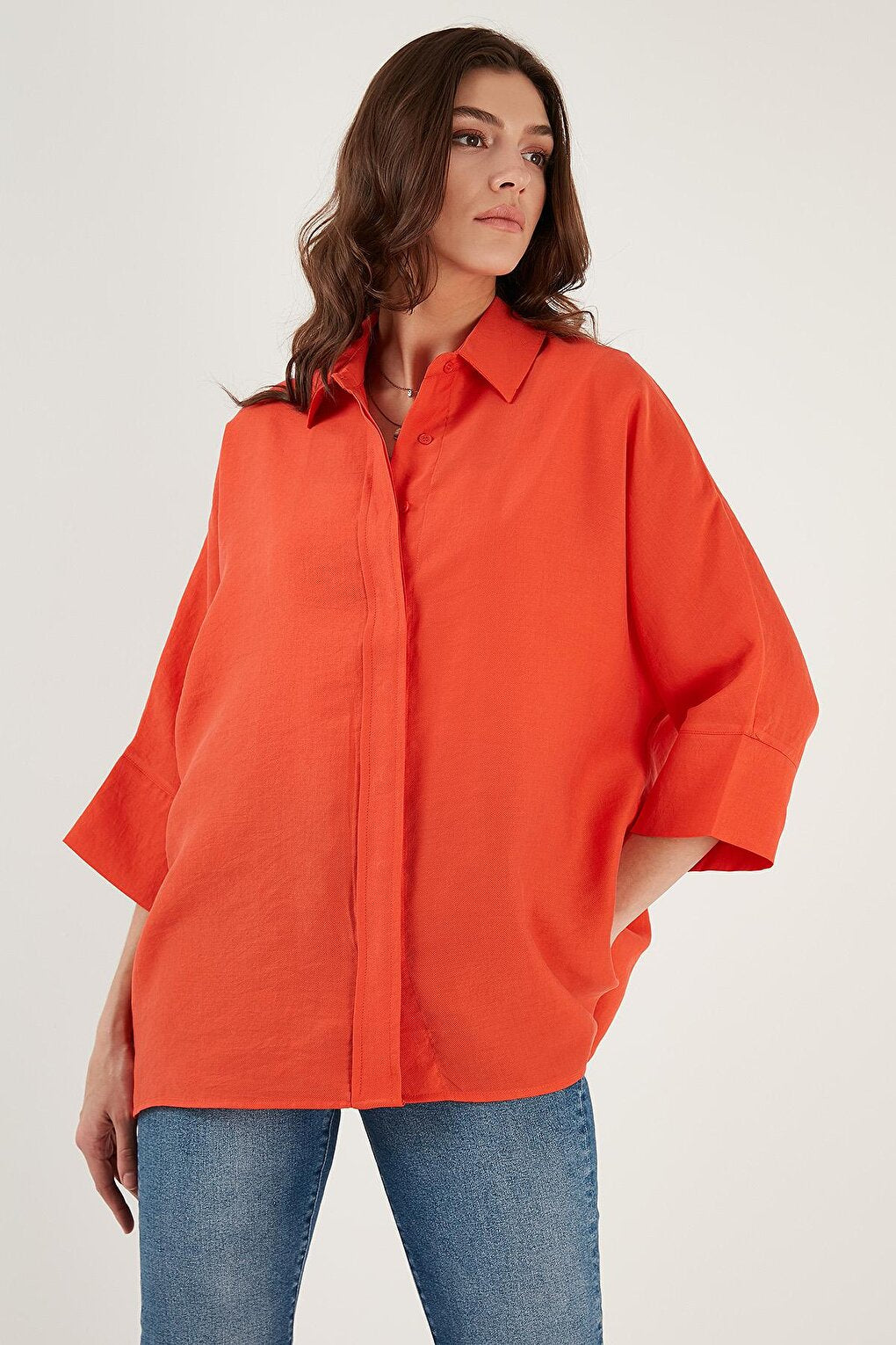 Three Quarter Sleeve Oversize Summer Shirt 514344038