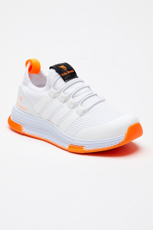 Kids Unisex White Orange Sports Shoes Tbqnt