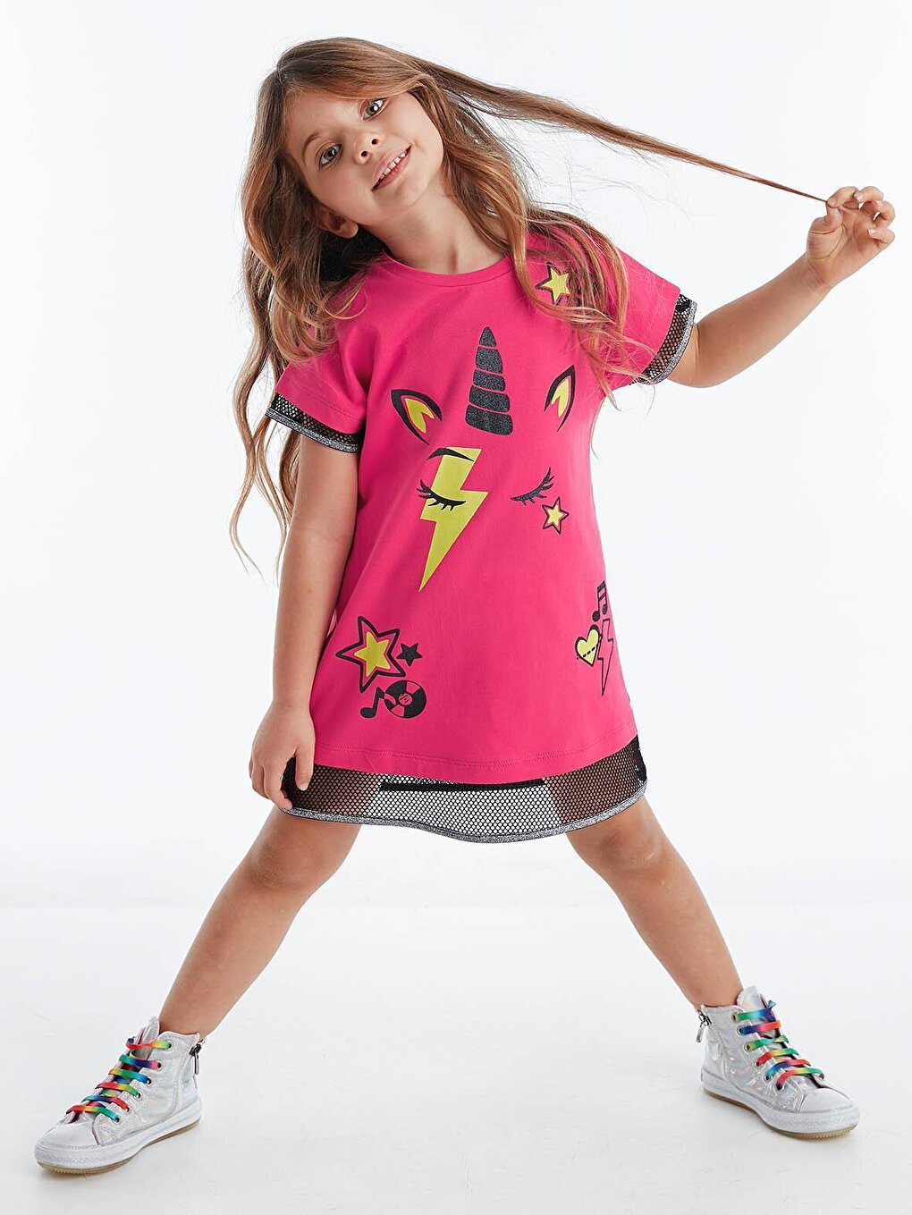 Unicorn Rock Fuchsia Girl Dress