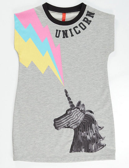 Gray Unicorn Girl Dress