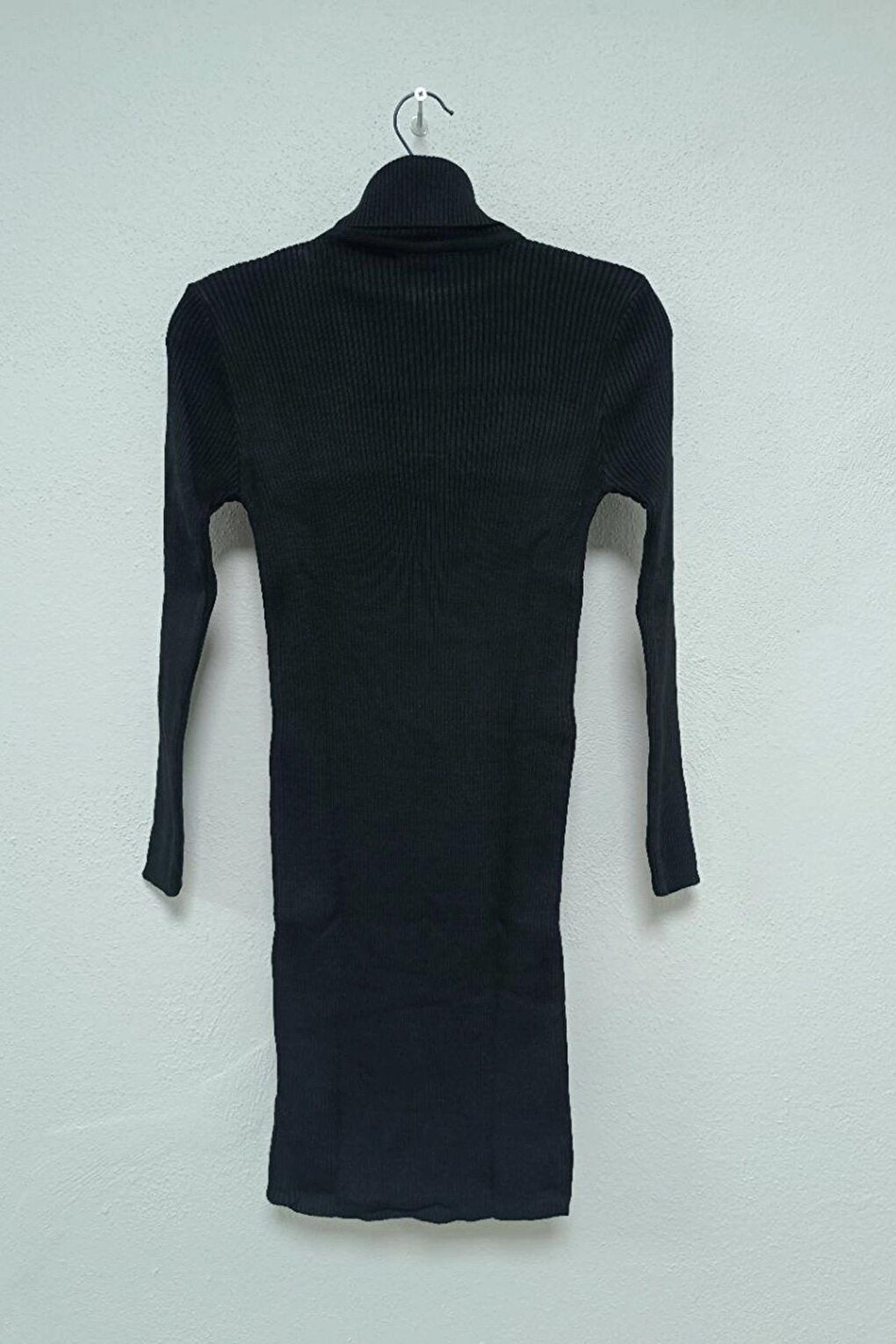 Black Turtleneck Ribbed Slim Dress