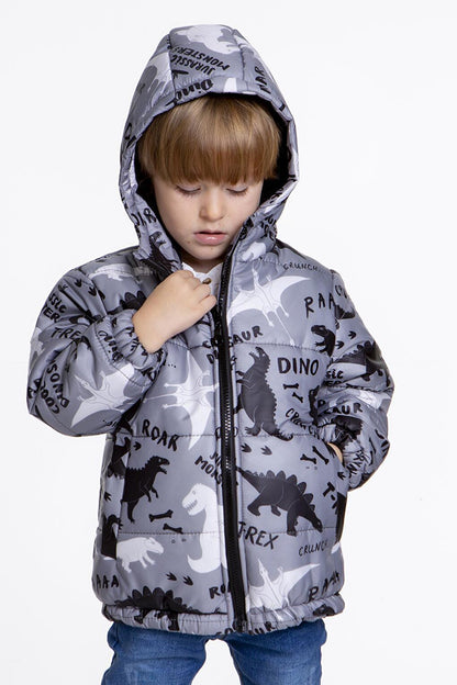 Kids Boy's Coat with Welsoft Inside Dinosaur Patterned Hat AK2509