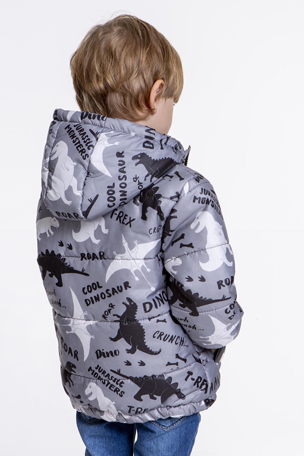 Kids Boy's Coat with Welsoft Inside Dinosaur Patterned Hat AK2509