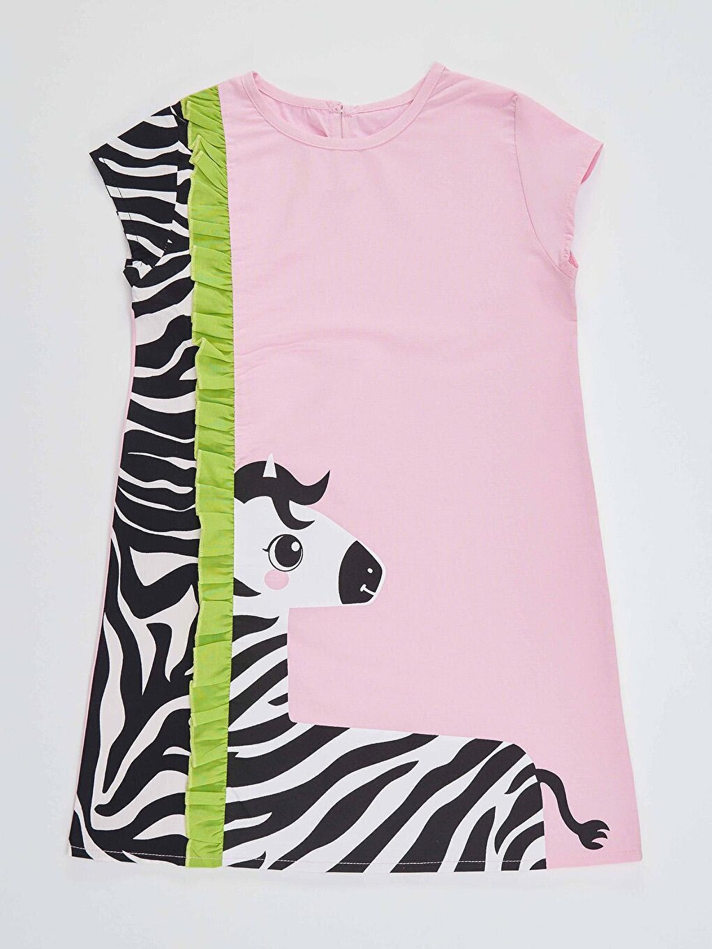 Ruffled Zebra Girl's Pink Dress