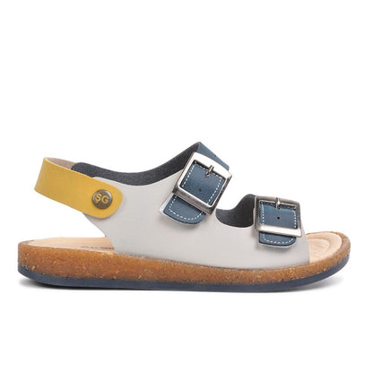 006 Navy Blue-Beige-Mustard Boys Sandals