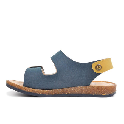 006 Navy Blue-Beige-Mustard Boys Sandals