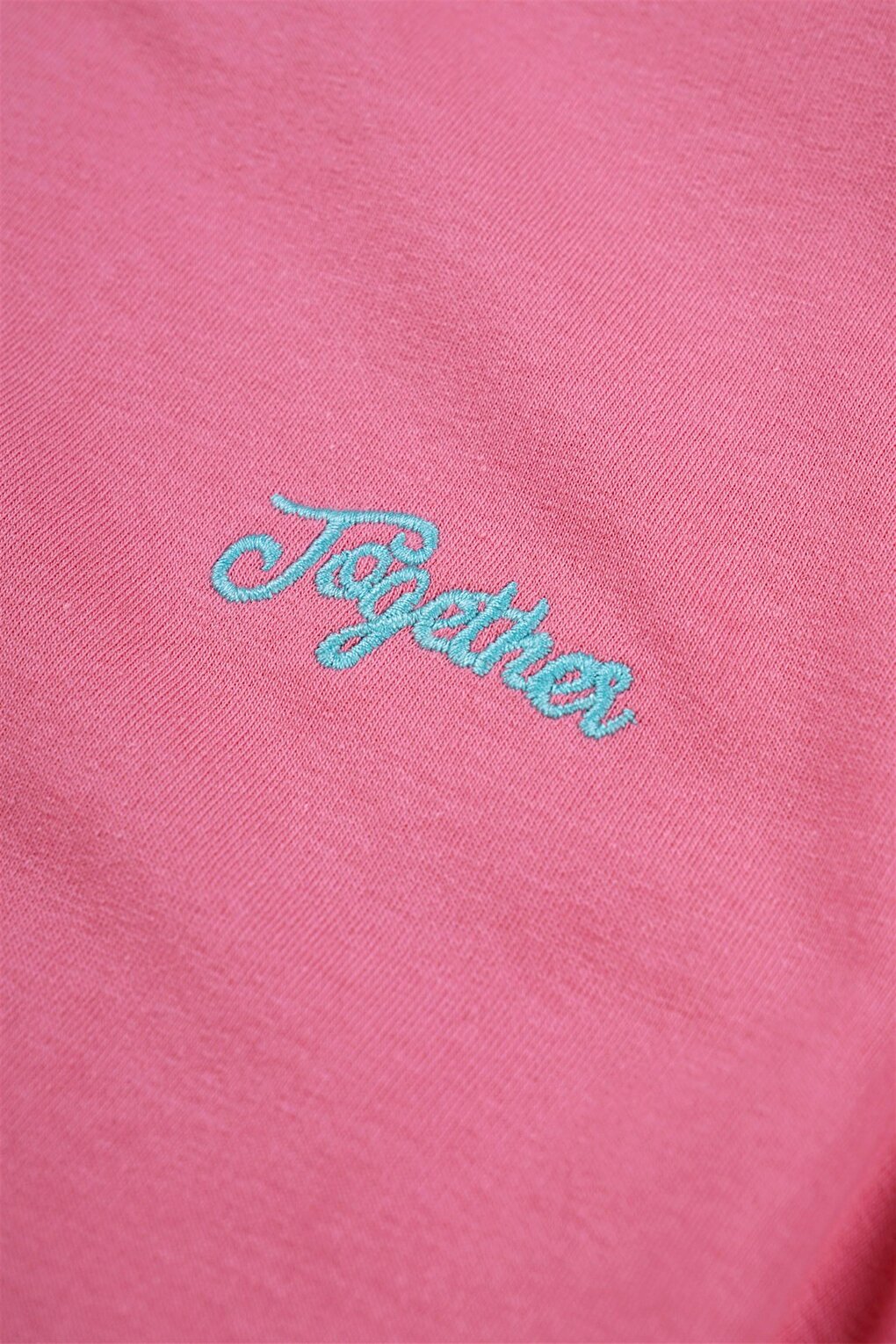 Girl's Pink Color Crew-Neck Together Embroidered Sweatshirt