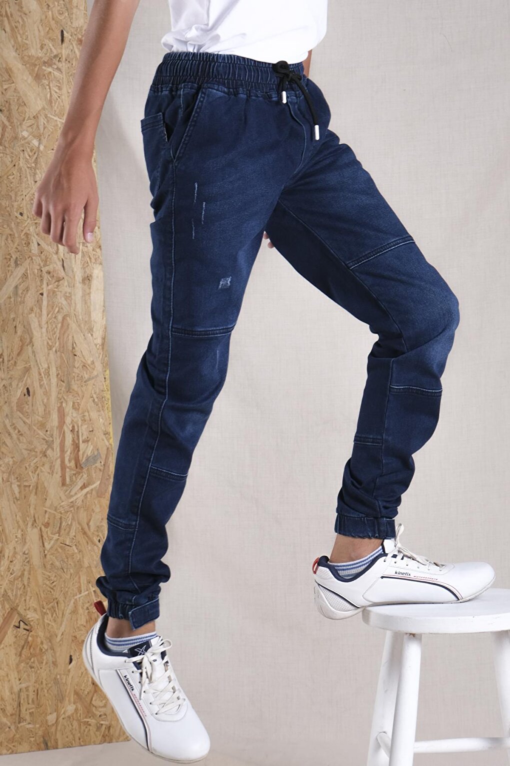 Children's Unisex Jean Trousers with Elastic Waist and Leg Parts